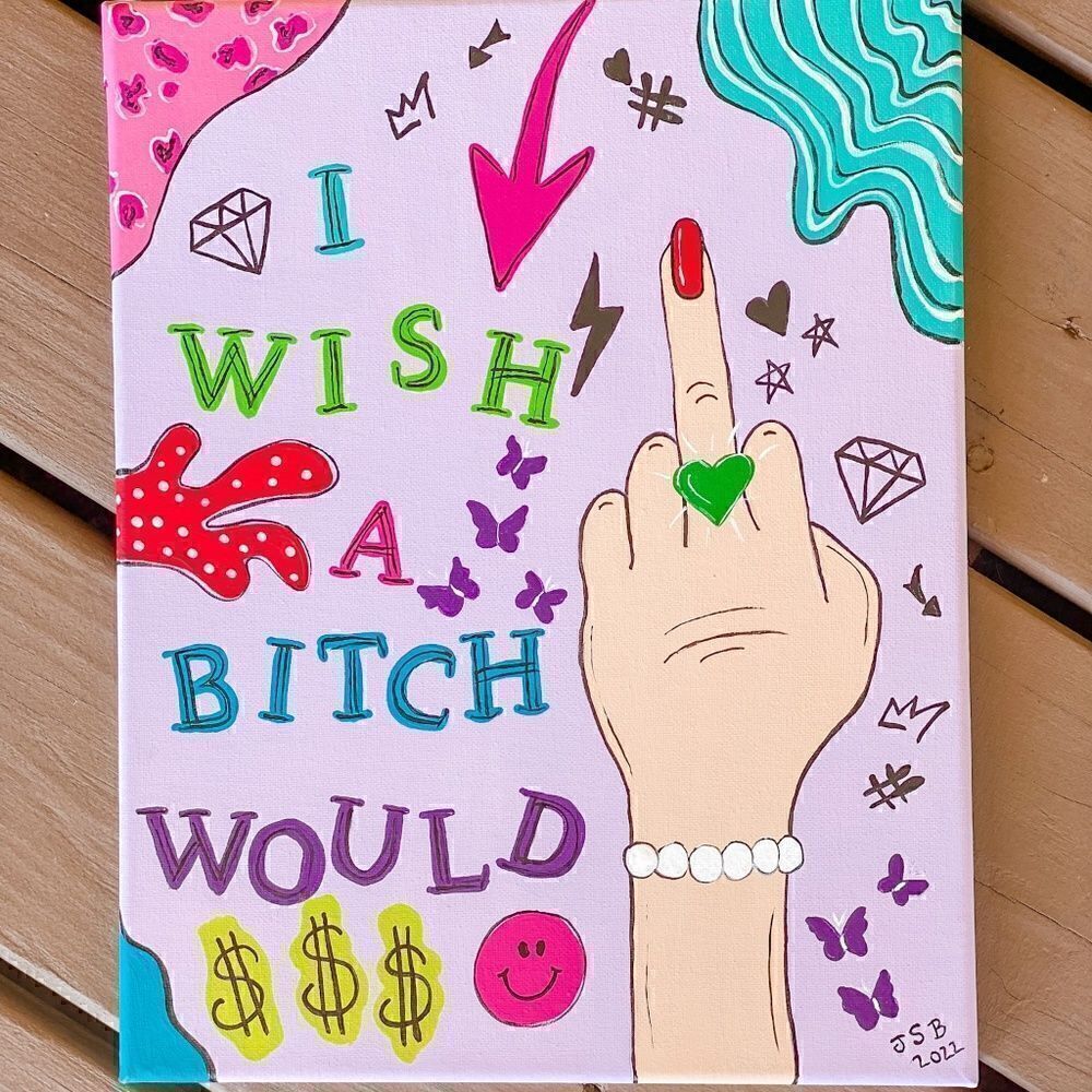 I Wish You Would Hand Painted Canvas - Picture 5 of 5